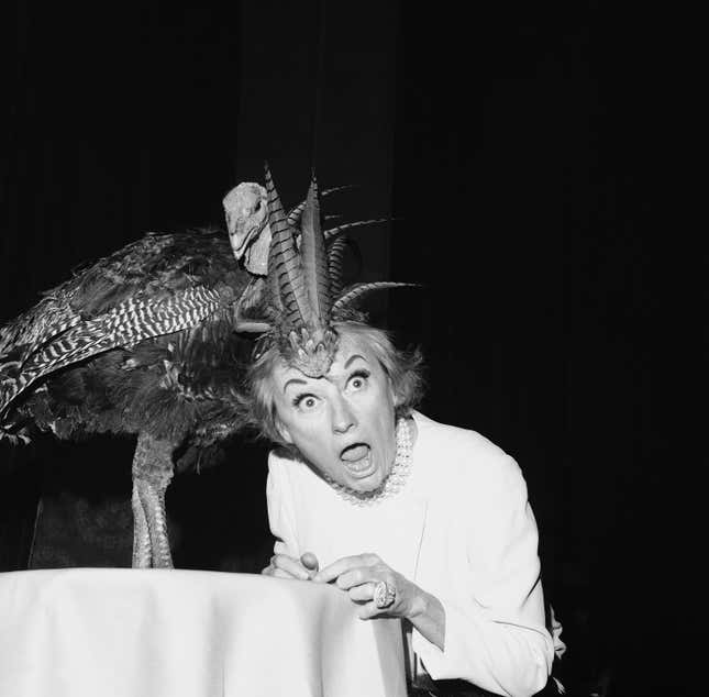 Image for article titled Please enjoy these photos of Phyllis Diller making turkey faces