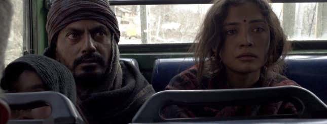 Nawazuddin Siddiqui, left, and Geetanjali Thapa, right, in “Liar’s Dice.”