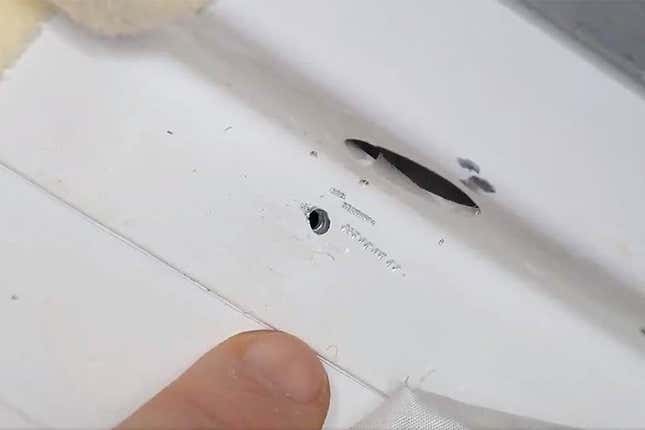 Eight holes were drilled into the Soyuz spacecraft, but only one penetrated the hull.