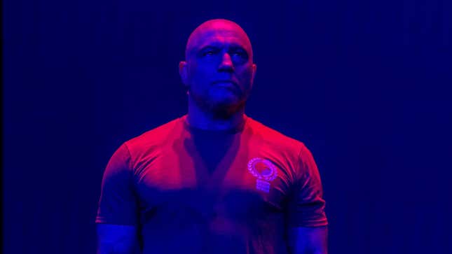 Joe Rogan at the UFC 264 ceremonial weigh in at T-Mobile Arena on July 9, 2021 in Las Vegas, Nevada.