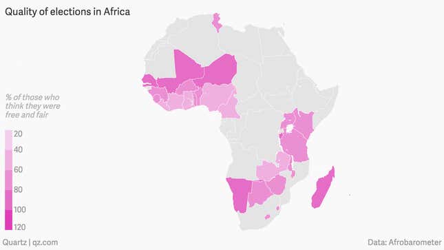 Image for article titled More than half of Africans believe they live in democracies, but fewer are happy with them