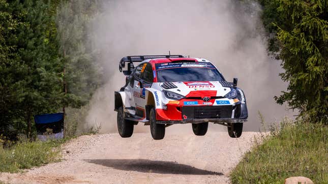 Kalle Rovanpera of Finland and his co-driver Jonne Halttunen compete in their Toyota Yaris Rally1 HYBRID during the Otepaa stage of the Rally Estonia, eighth round of the FIA World Rally Championship on July 22nd, 2023 near Tartu, Estonia.
