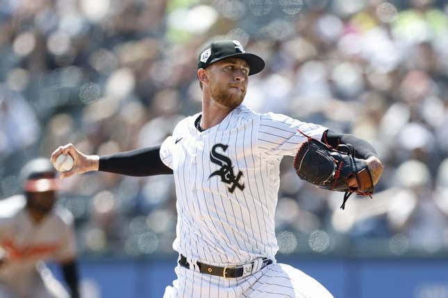 Apr 15, 2023; Chicago, Illinois, USA; Chicago White Sox starting pitcher Michael Kopech (34) delivers against the Baltimore Orioles during the first inning at Guaranteed Rate Field.