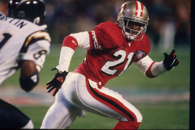 Deion Sanders was a star cornerback on the 49ers in 1995.