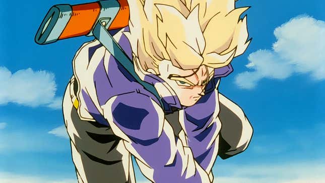 Trunks in Super Saiyan form in Dragon Ball Z the anime.