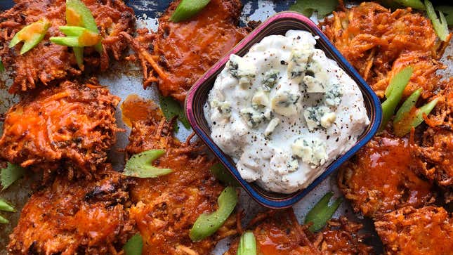 Image for article titled Get your Hanukkah game on with Buffalo Latkes