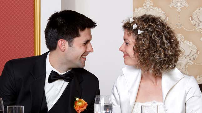 Image for article titled Wedding Couple Grateful To Be Surrounded By Loved Ones Quietly Criticizing Everything About Event