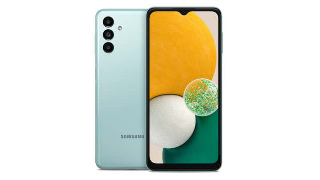 A photo of the Samsung Galaxy A13 5G in its green colorway