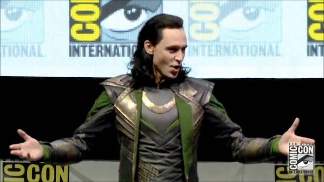 Tom Hiddleston, as Loki, at Comic-Con 2013.