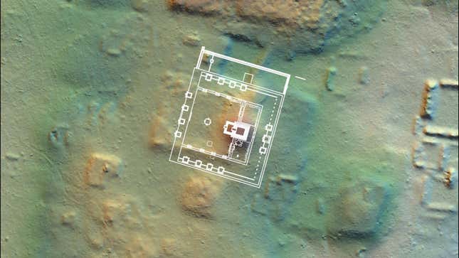 Lidar image showing the citadel within the newly discovered complex outlined in white. 