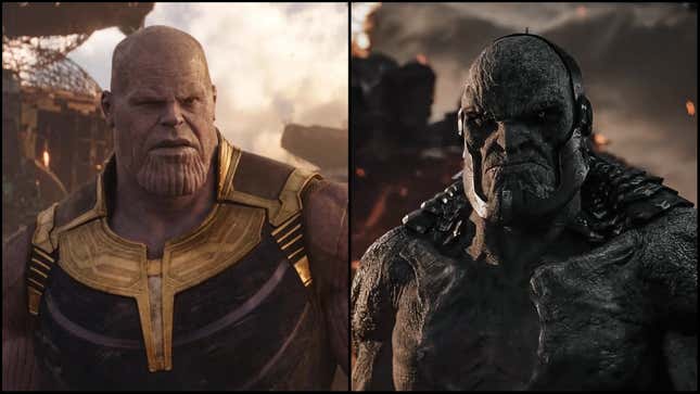 Left: Thanos in Avengers: Infinity War (Screenshot: Marvel Studios); Right: Darkseid in Zack Snyder’s Justice League (Photo: HBO Max)