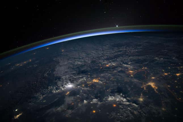 Image for article titled What lightning strikes look like from space