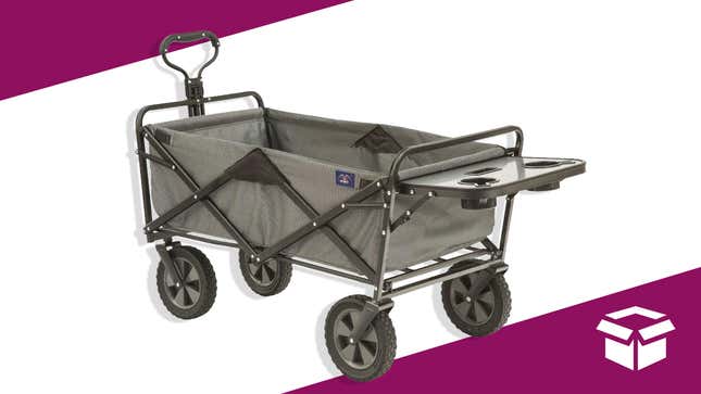 Collapsible wagon with drink holders.