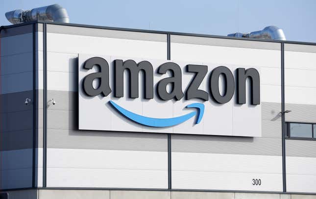 FILE - An Amazon company logo marks the facade of a building in Schoenefeld near Berlin, March 18, 2022. Amazon said on Tuesday, Sept. 19, 2023, that it will hire 250,000 full- and part-time workers for the holiday season, a 67% jump compared to last year. (AP Photo/Michael Sohn, File)
