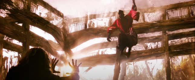 Neo sparring with Morpheus and unleashing his Matrix-bending powers.