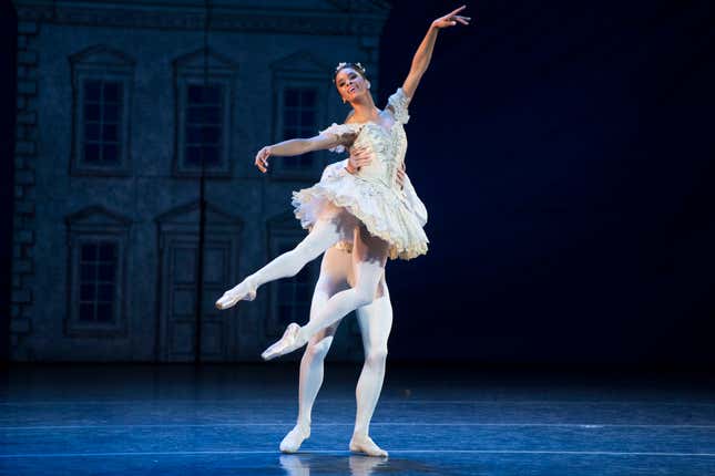 Misty Copeland dances with Daniil Simkin in American Ballet Theatre’s The Nutcracker in 2017.