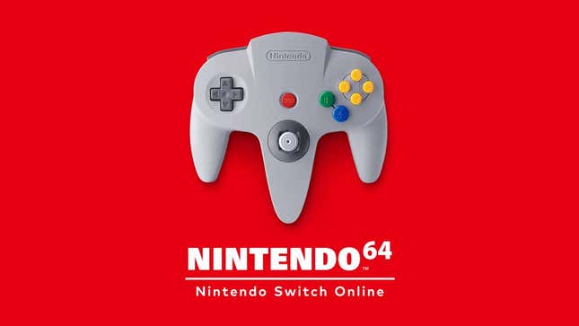 A new N64 controller, on a red background, with the Nintendo Switch Online logo below.