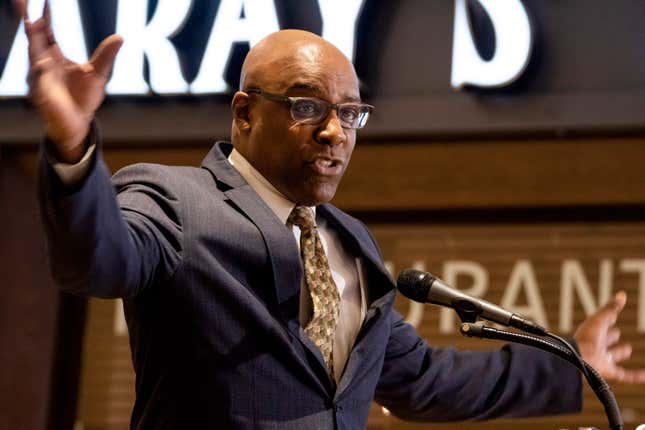 Illinois Attorney General Kwame Raoul speaks during a press conference at the Water Tower Place in the Gold Coast neighborhood of Chicago, Friday, May 13, 2022, where Gov. J.B. Pritzker signed into law a bill that targets organized retail theft. Large-scale smash-and-grab crime exploded to the top of the legislative priority list with high-profile cases in Chicago, various California locales and Minneapolis. Gangs enter stores and in a coordinated fashion, break display cases, sweep up merchandise and run. 