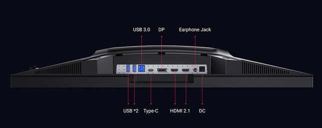 Foto de los puertos del nuevo monitor para gaming 4K de Redmagic