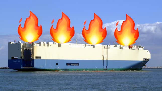 Image for article titled Cargo Ship Full Of European Cars Left To Burn In The Atlantic Ocean