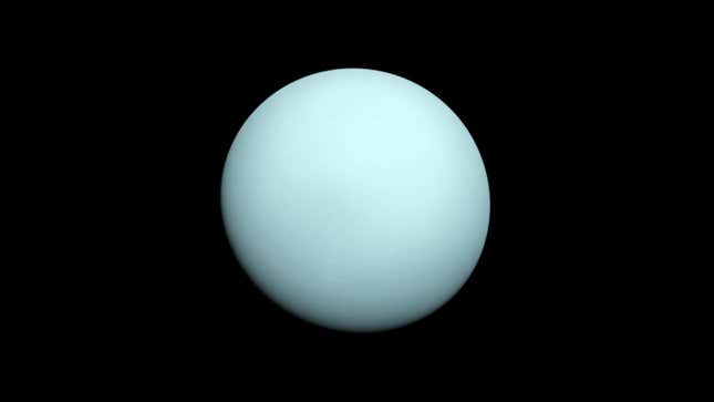 Imagen de Urano en luz visible tomada con la nave Voyager 2 el 14 de enero de 1986