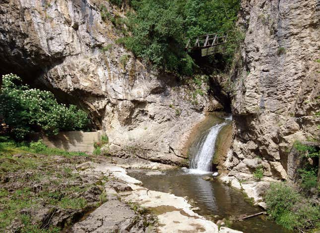 The entrance of Bacho Kiro Cave in the north central Bulgaria.
