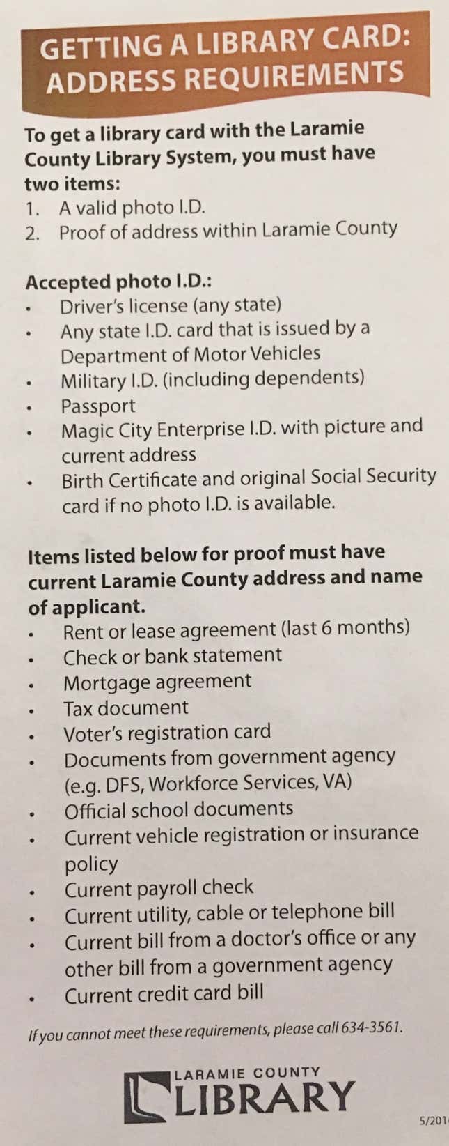 The stringent demands of Laramie County Library