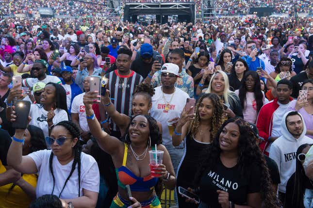 A crowd watches a performance at HOT 97 Summer Jam at MetLife Stadium in East Rutherford, New Jersey.