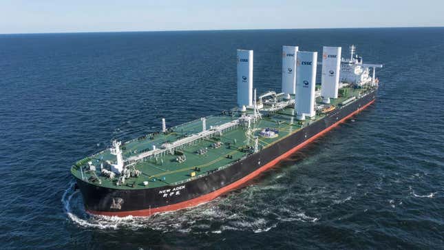 Image for article titled The World&#39;s Newest Supertanker Uses Sails to Help Transport Crude Oil