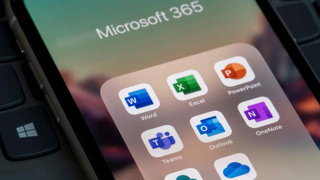 Microsoft 365 apps open on a smartphone