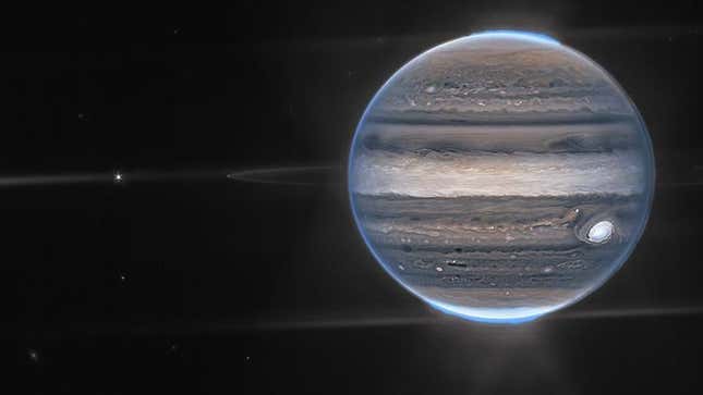 Jupiter in false-color, as seen by Webb.