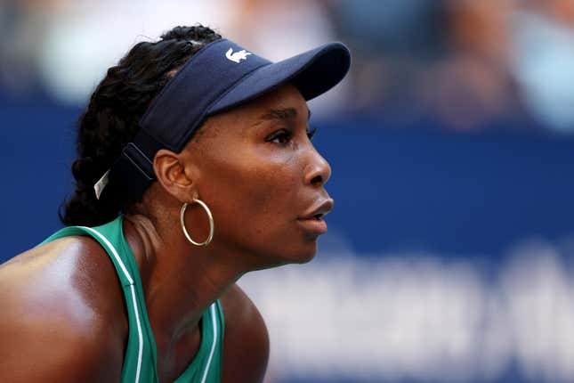 Venus Williams of the United States looks on against Alison Van Uytvanck of Belgium in their Women’s Singles First Round match on Day Two of the 2022 US Open at USTA Billie Jean King National Tennis Center on August 30, 2022 in the Flushing neighborhood of the Queens borough of New York City. (Photo by Jamie Squire/Getty Images)