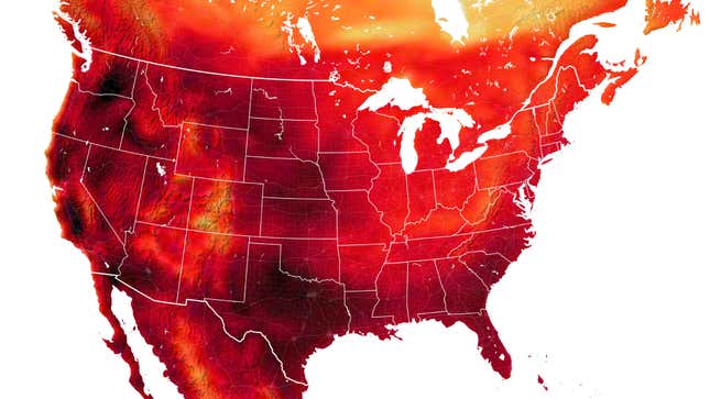 Air temperature map of the U.S. on July 31, 2022. 