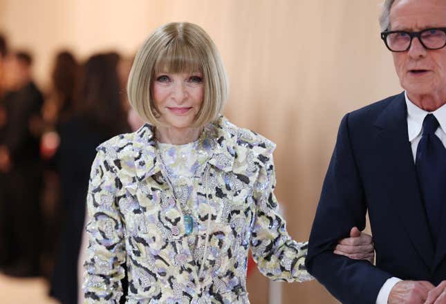 Anna Wintour and Bill Nighy arrive at the Met Gala, an annual fundraising gala held for the benefit of the Metropolitan Museum of Art's Costume Institute with this year's theme "Karl Lagerfeld: A Line of Beauty", in New York City, New York, U.S., May 1, 2023. 