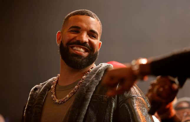 Drake speaks onstage during Drake’s Till Death Do Us Part rap battle on October 30, 2021 in Long Beach, California. (Photo by Amy Sussman/Getty Images)