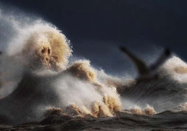Image for article titled Photos: The massive, mountainous waves of Lake Erie