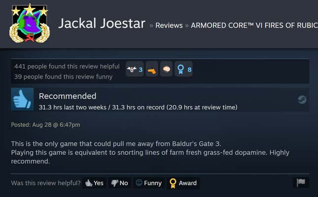 Image for article titled Armored Core VI, As Told By Steam Reviews