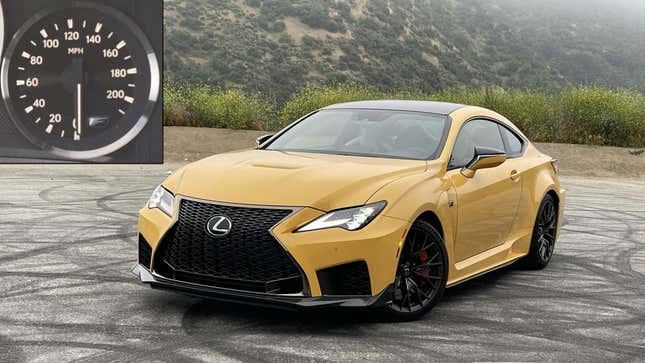 A yellow 2023 Lexus RC F.