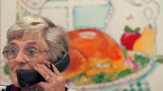 Jean Schnelle, seen here running the Butterball Turkey Talk-Line in 2000, is probably telling someone when they can start drinking