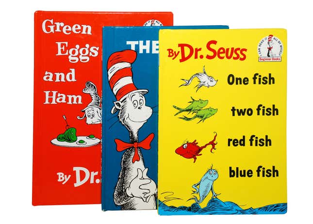 HAGERSTOWN, MD - FEBRUARY 26, 2015: Image of several best selling books by Dr. Seuss. Dr. Seuss is widely know for his children’s books.
