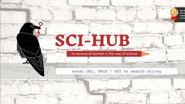 The Sci-Hub homepage.