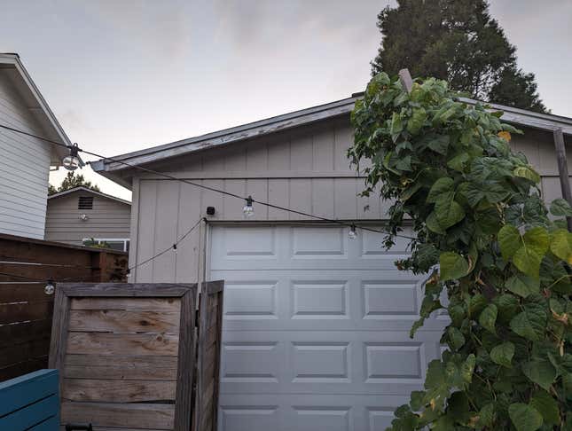 When mounted just above the garage door, the camera stuck out quite a bit, but managed to capture most of my driveway. 