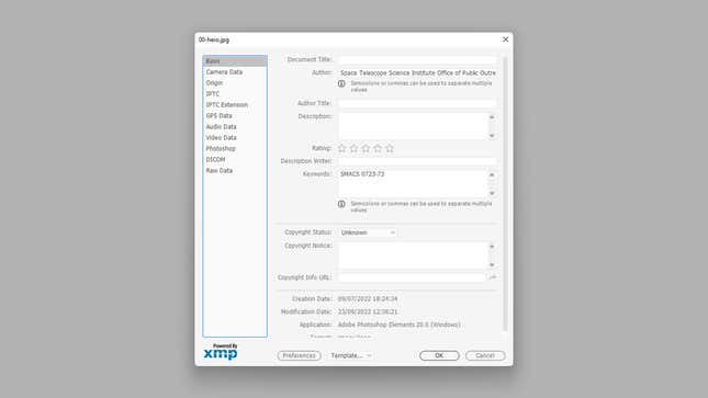 Image metadata