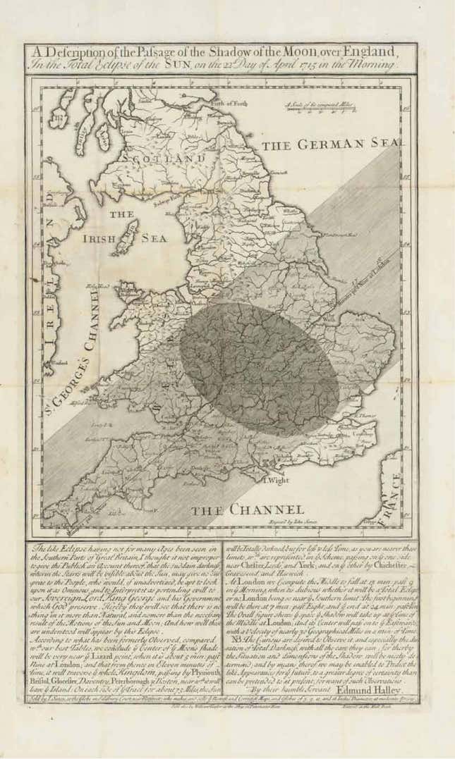 Edmund Halley 1715 eclipse map.