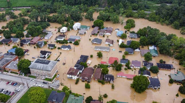 An aerial view of the flooding in Jackson, Kentucky.