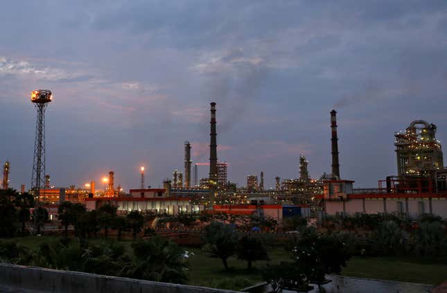 A refinery of Essar Oil in Vadinar, in the western state of Gujarat, India.