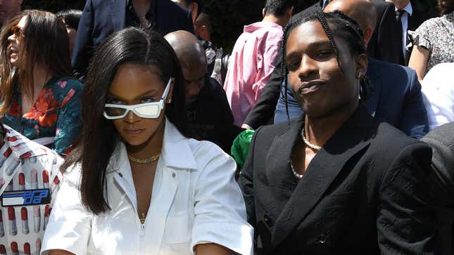 Rihanna and A$AP Rocky attend the Louis Vuitton Menswear Spring/Summer 2019 show on June 21, 2018, in Paris, France. 