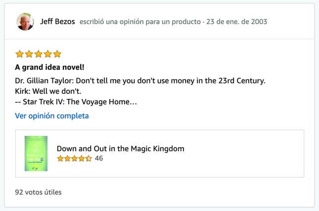 Imagen para el artículo titulado "Me gusta tanto la leche que la bebo desde que nací". Encuentran el perfil de Jeff Bezos en Amazon
