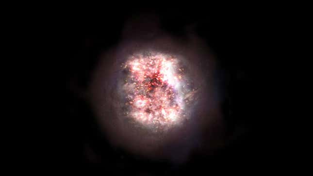 Artist’s impression of an ancient galaxy. 