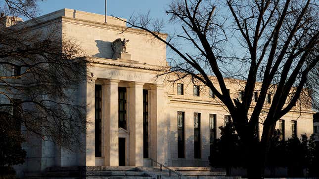 FILE PHOTO: The Federal Reserve building is seen before the Federal Reserve board is expected to signal plans to raise interest rates in March as it focuses on fighting inflation in Washington, U.S., January 26, 2022. REUTERS/Joshua Roberts/File Photo